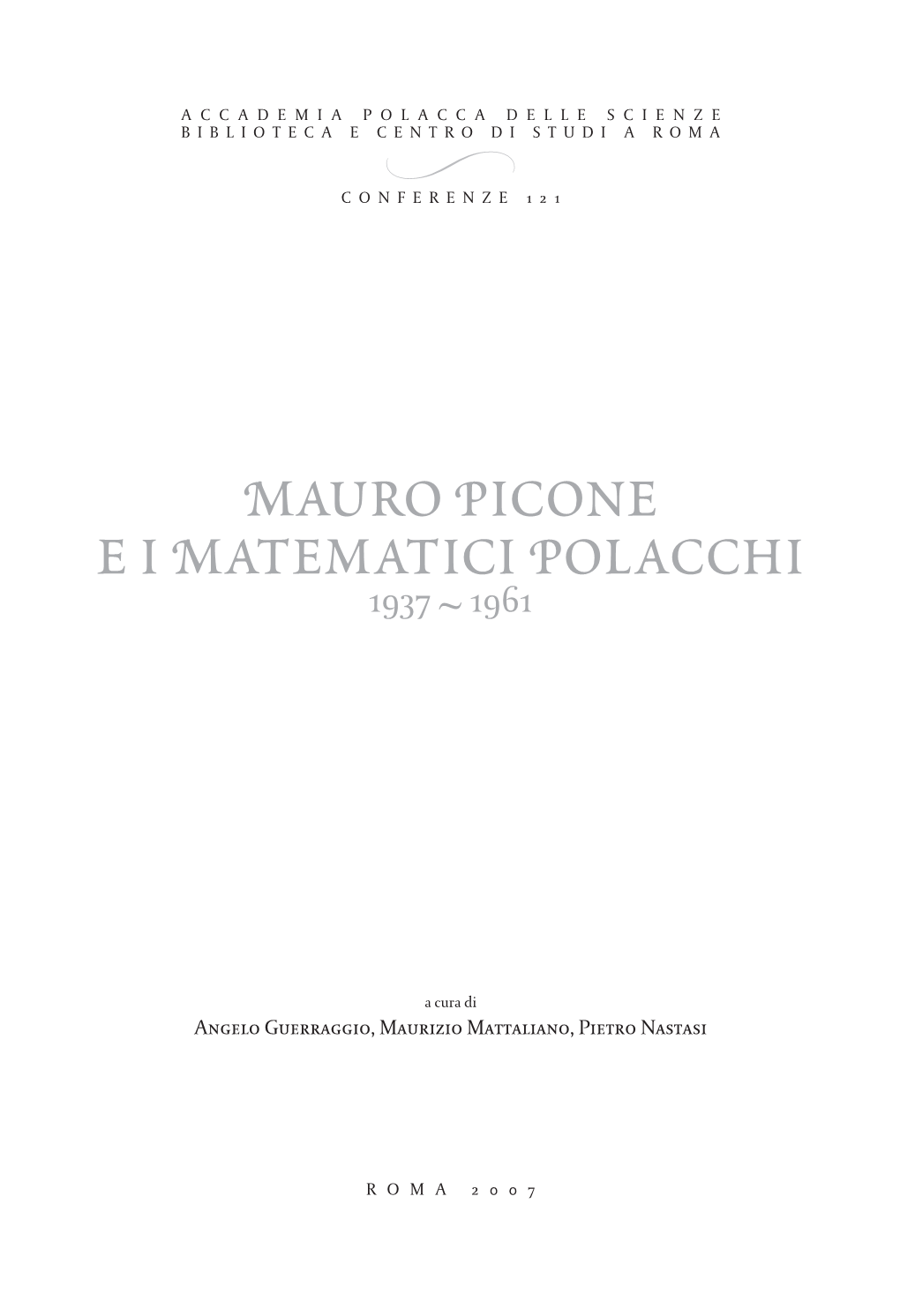 Mauro Picone Eimatematici Polacchi