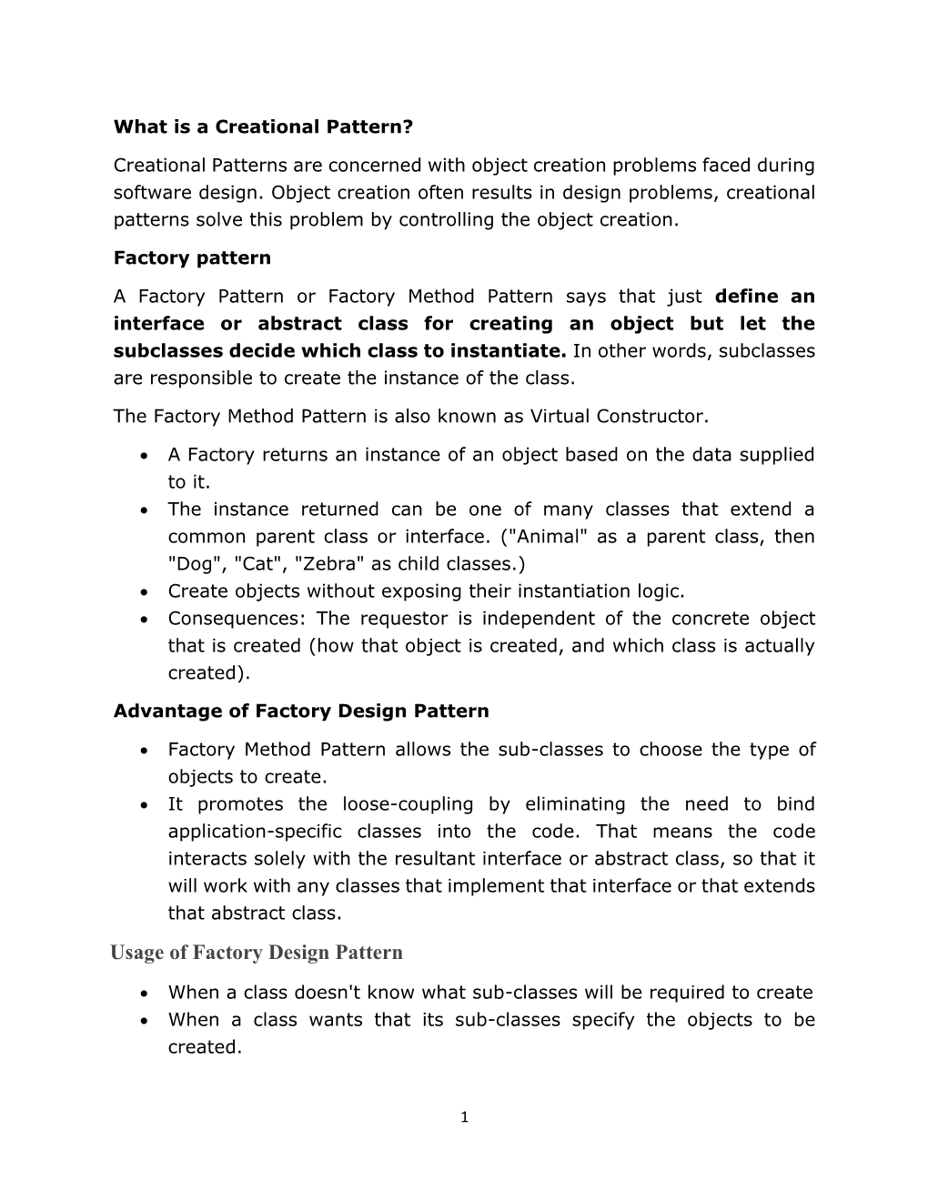 Usage of Factory Design Pattern