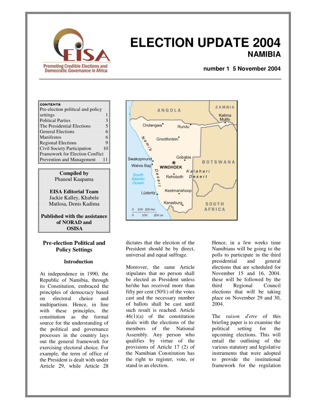 Election Update 2004 Namibia No 1