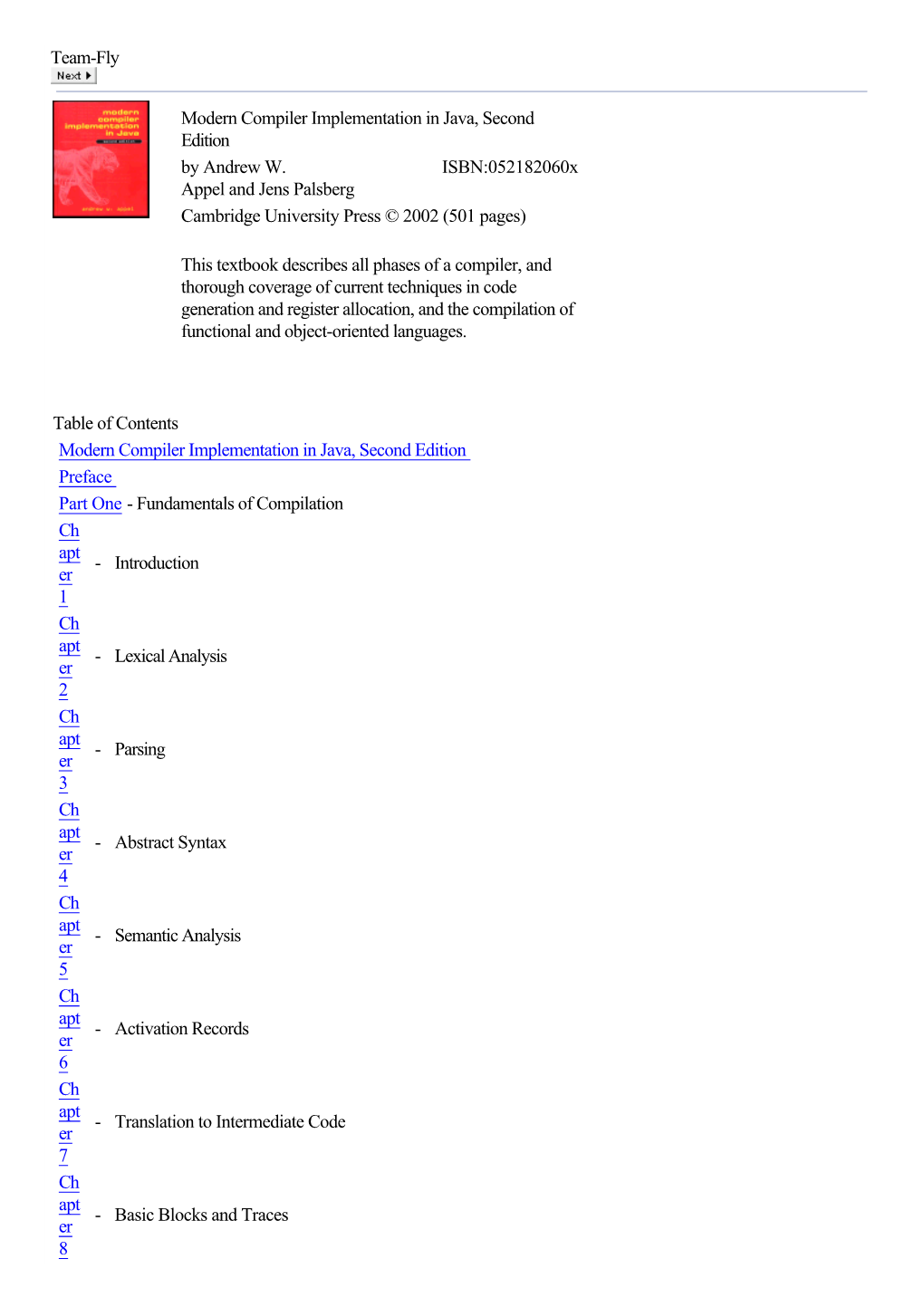 Modern Compiler Implementation in Java. Second Edition