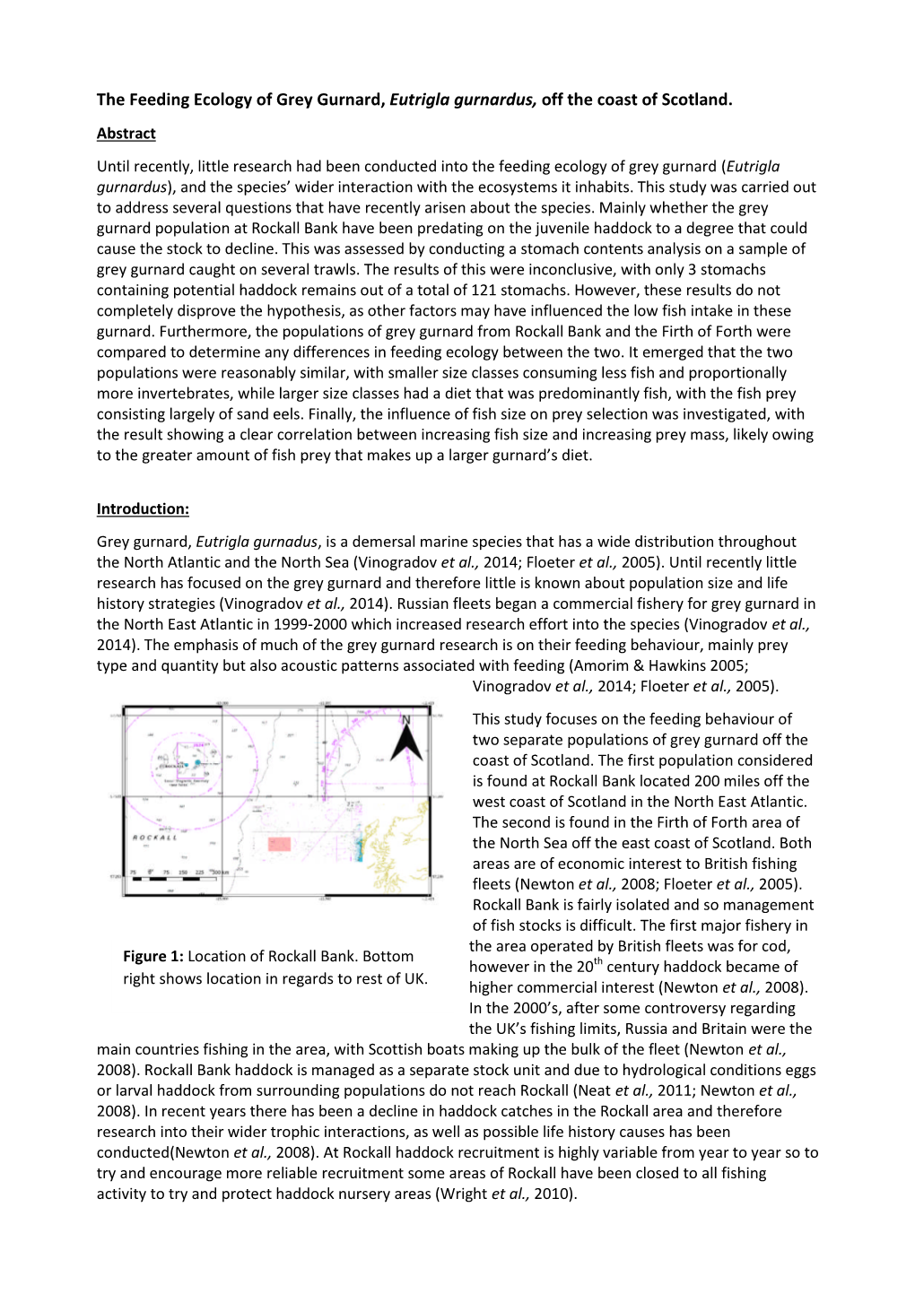 The Feeding Ecology of Grey Gurnard, Eutrigla Gurnardus, Off the Coast of Scotland