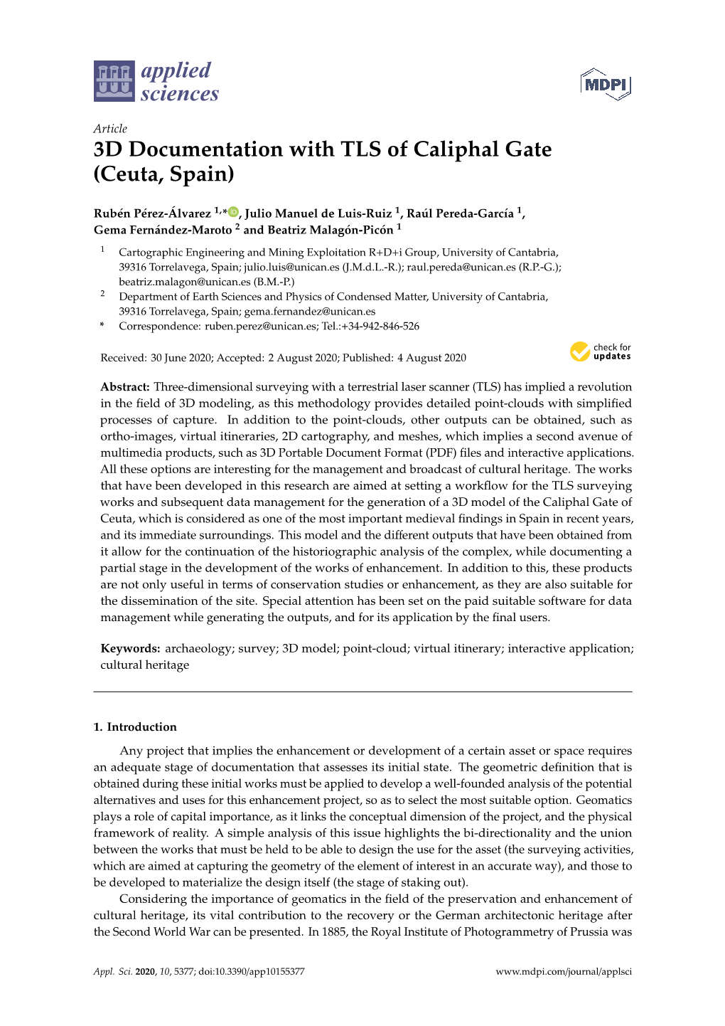 3D Documentation with TLS of Caliphal Gate (Ceuta, Spain)