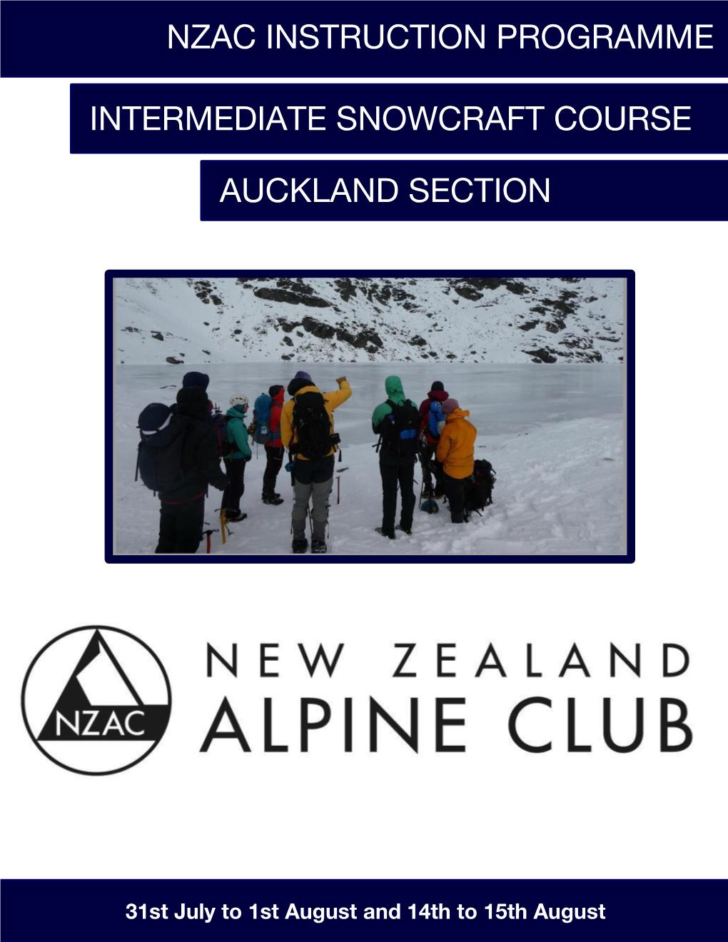 Intermediate Snowcraft Course Nzac Instruction