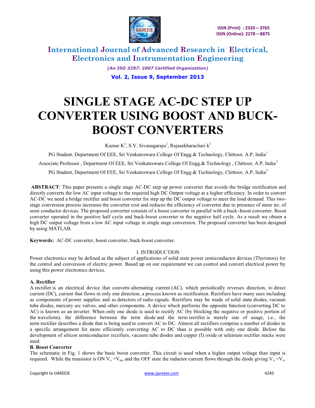 Single Stage Ac-Dc Step up Converter Using Boost and Buck- Boost Converters