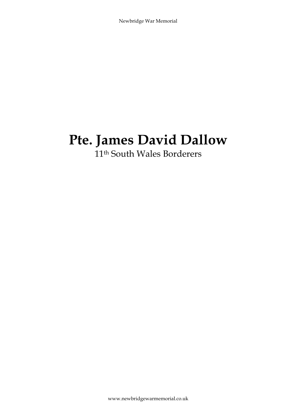 Pte. James David Dallow 11Th South Wales Borderers