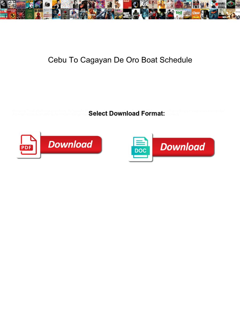 Cebu to Cagayan De Oro Boat Schedule