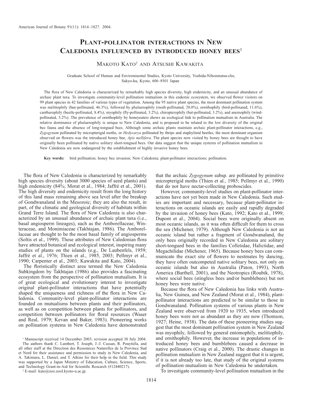 Plant‐Pollinator Interactions in New Caledonia Influenced by Introduced