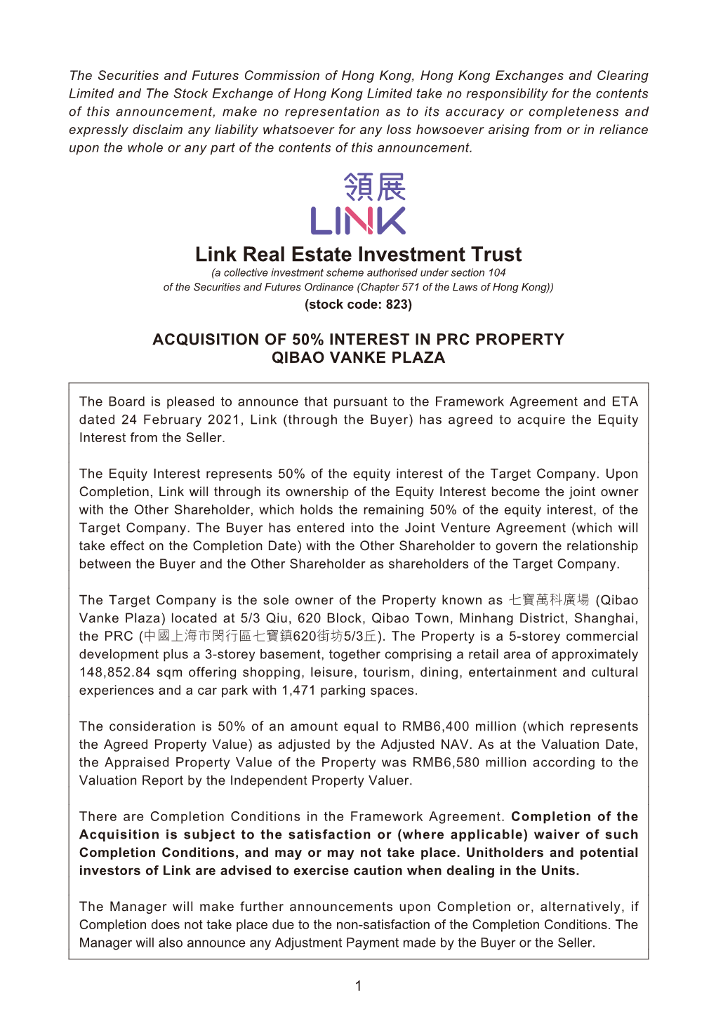 Link Real Estate Investment Trust