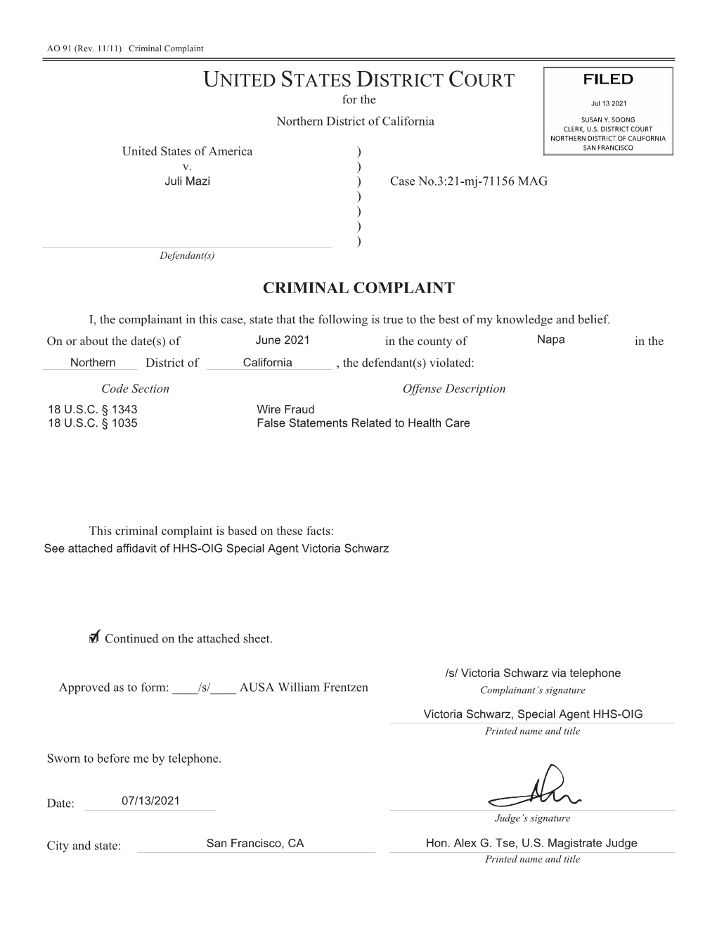 Criminal Complaint