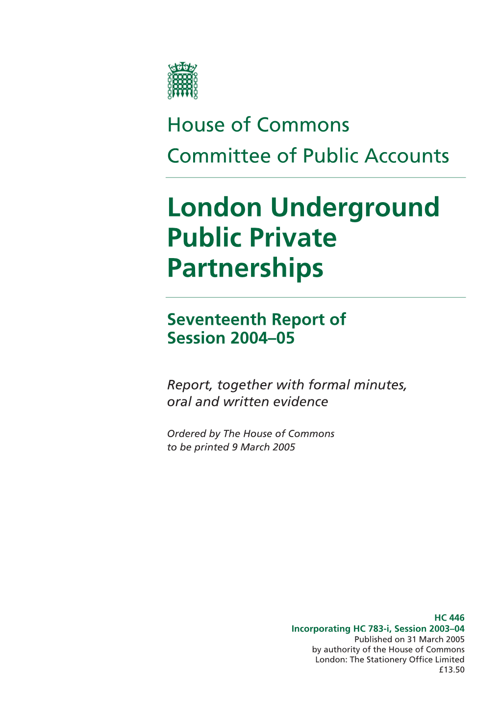 London Underground Public Private Partnerships