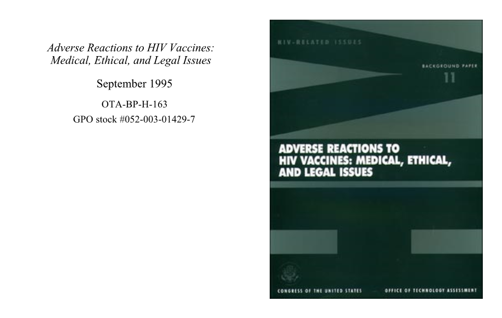 Adverse Reactions to HIV Vaccines: Medical, Ethical, and Legal Issues