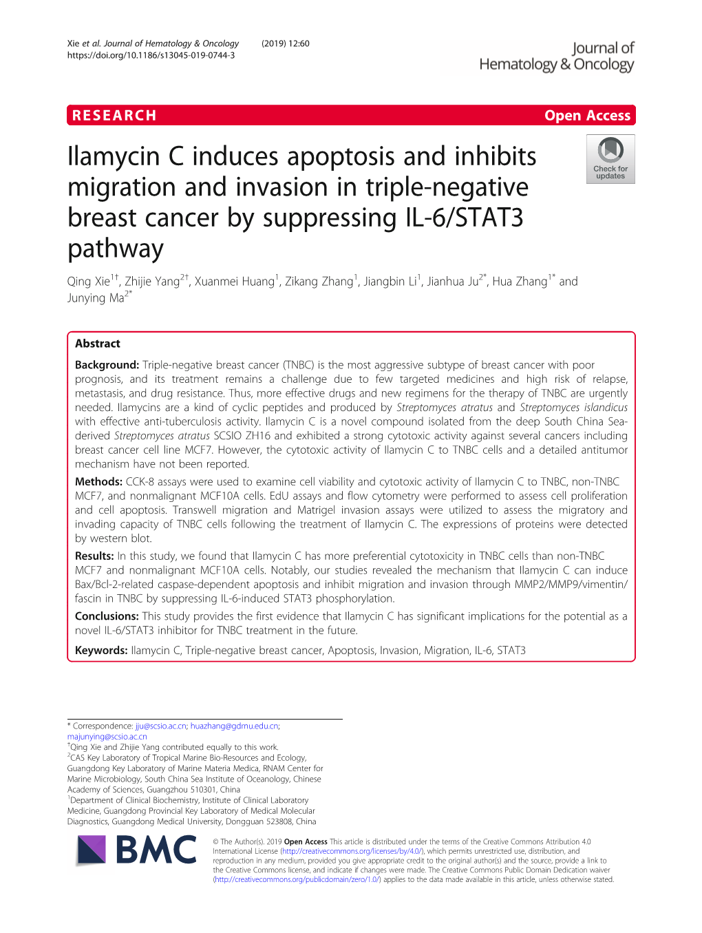 Ilamycin C Induces Apoptosis and Inhibits Migration and Invasion In