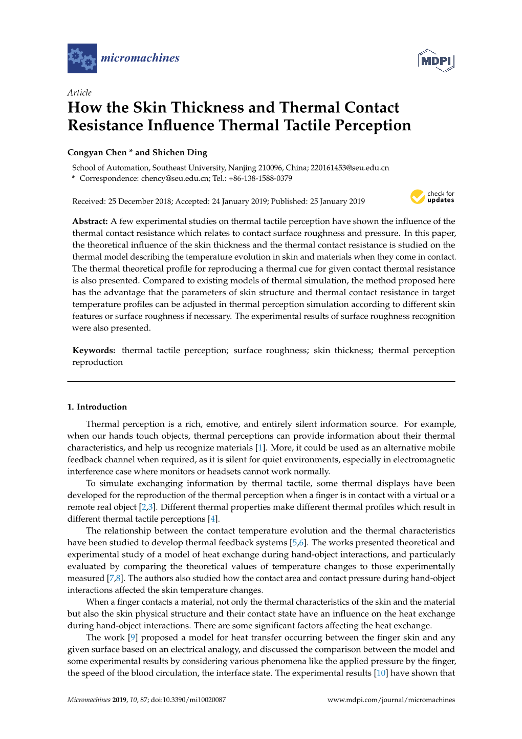 How the Skin Thickness and Thermal Contact Resistance Influence