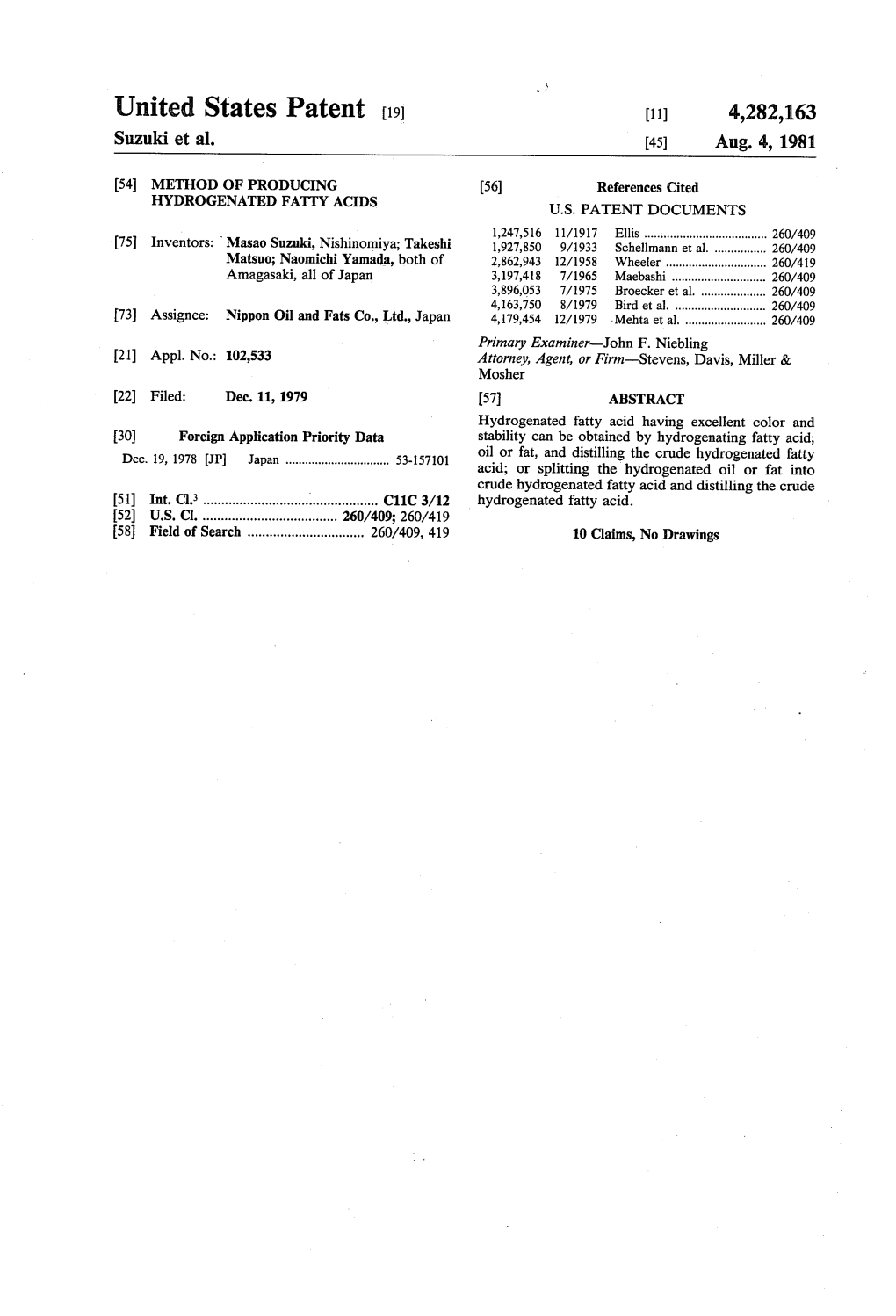 United States Patent (19) 11) 4,282,163 Suzuki Et Al