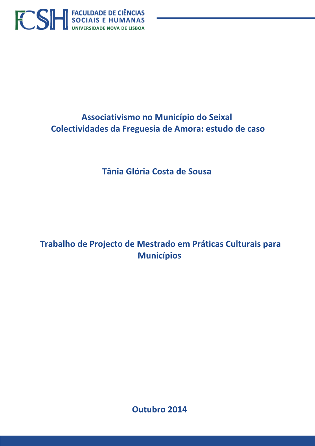 Associativismo No Município Do Seixal Colectividades Da Freguesia De Amora: Estudo De Caso