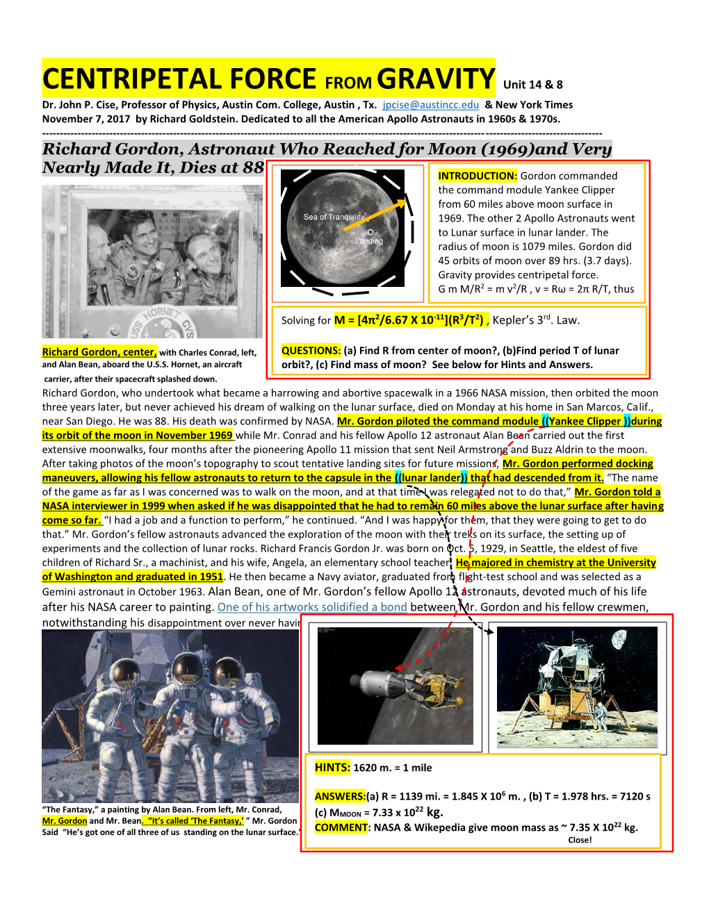 CENTRIPETAL FORCE from GRAVITY Unit 14 & 8