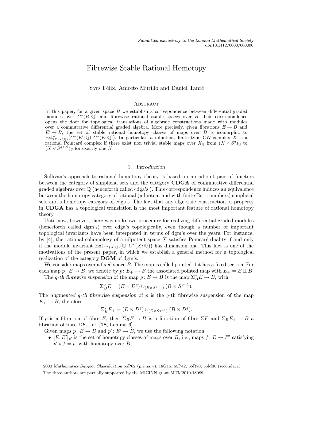 Fibrewise Stable Rational Homotopy