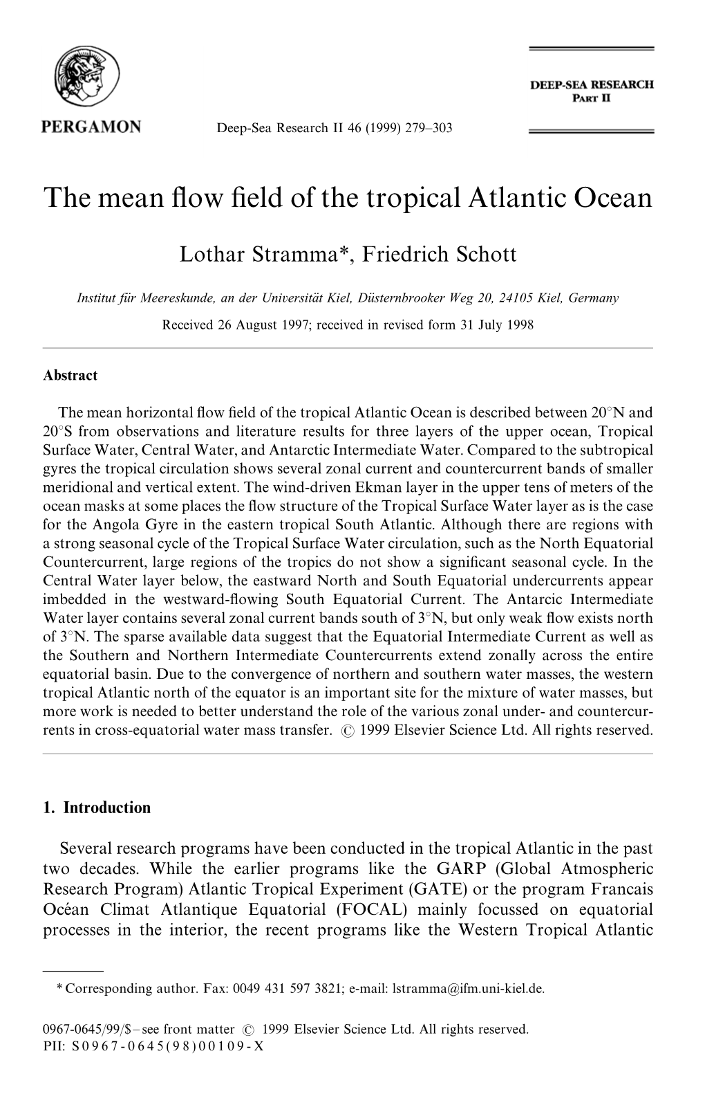 The Mean Flow Field of the Tropical Atlantic Ocean