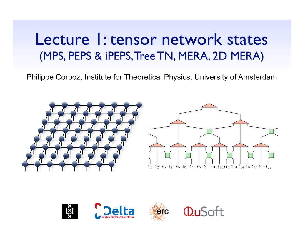 Tensor Networks, MERA & 2D MERA ✦ Classify Tensor Network Ansatz According to Its Entanglement Scaling