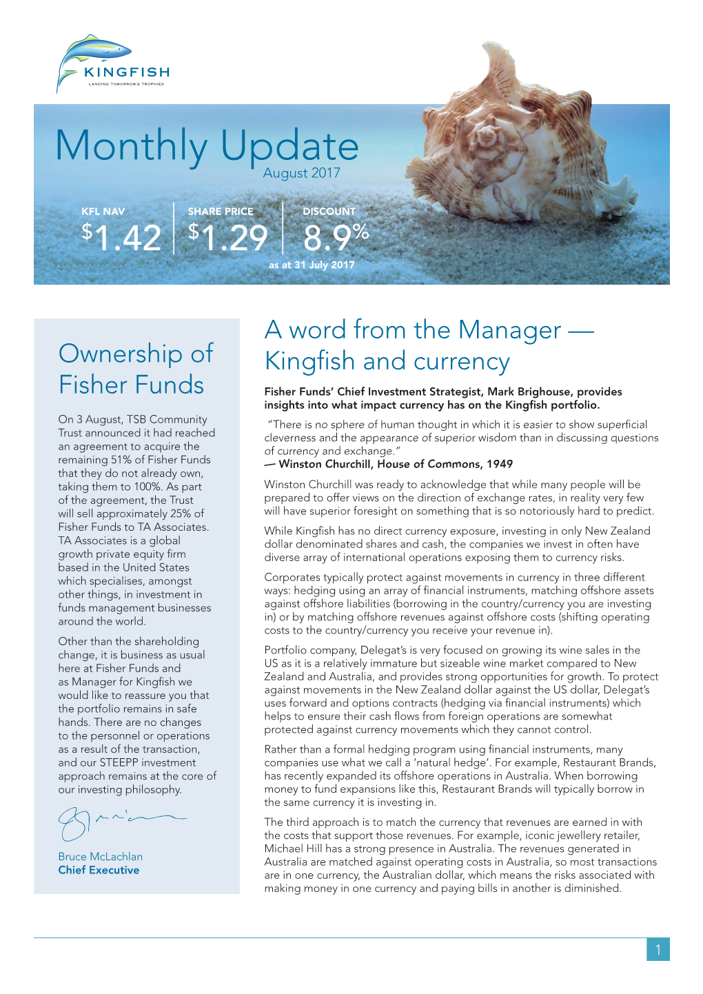 Kingfish Monthly Update