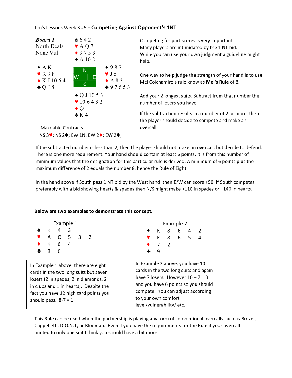 Competing Against 1 NT