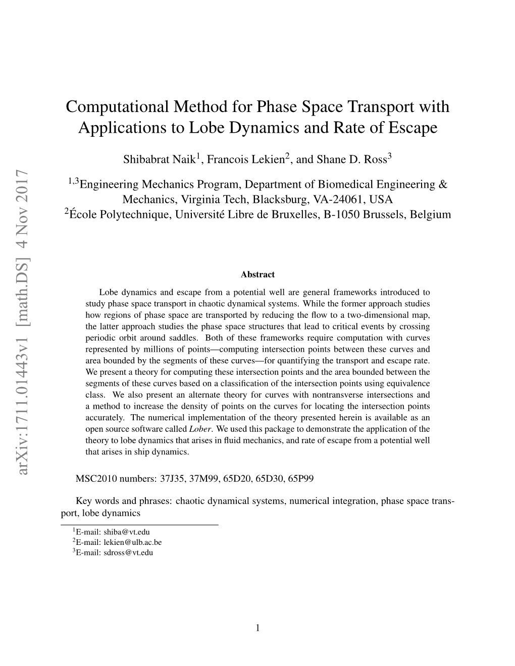Computational Method for Phase Space Transport with Applications to Lobe Dynamics and Rate of Escape