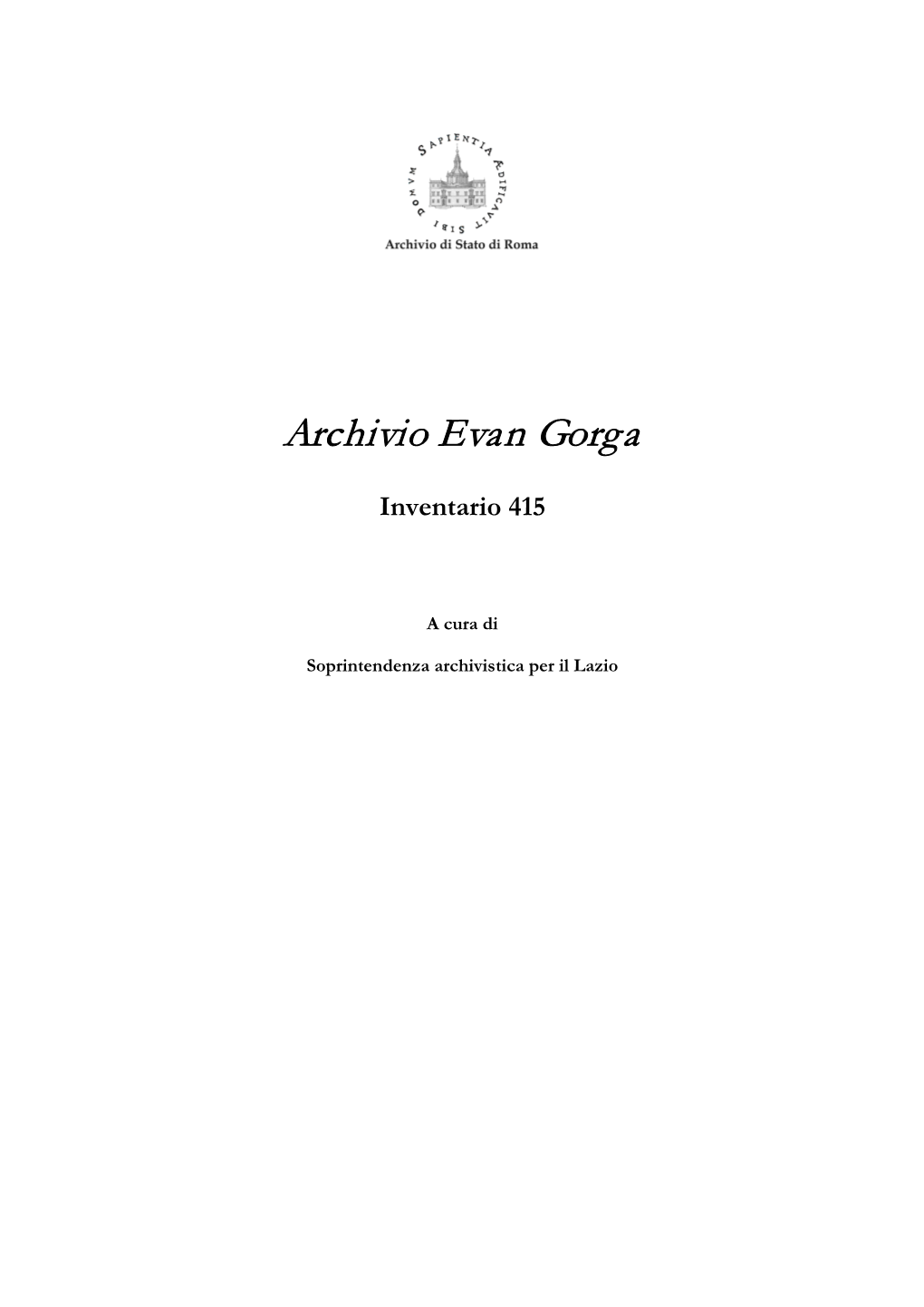 Archivio Evan Gorga