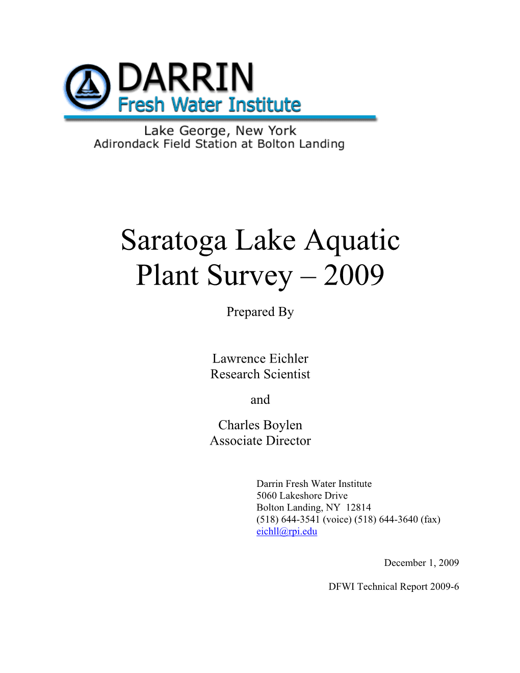 Aquatic Plants of Saratoga Lake