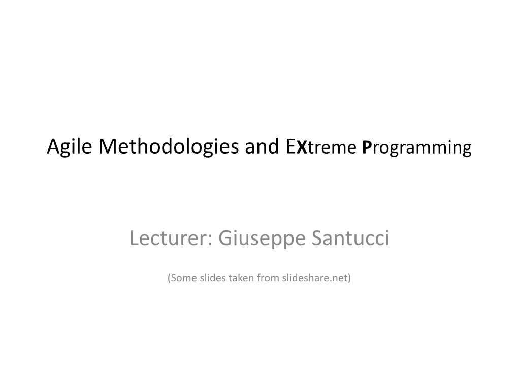 Agile Methodologies and Extreme Programming Corso Di Laurea