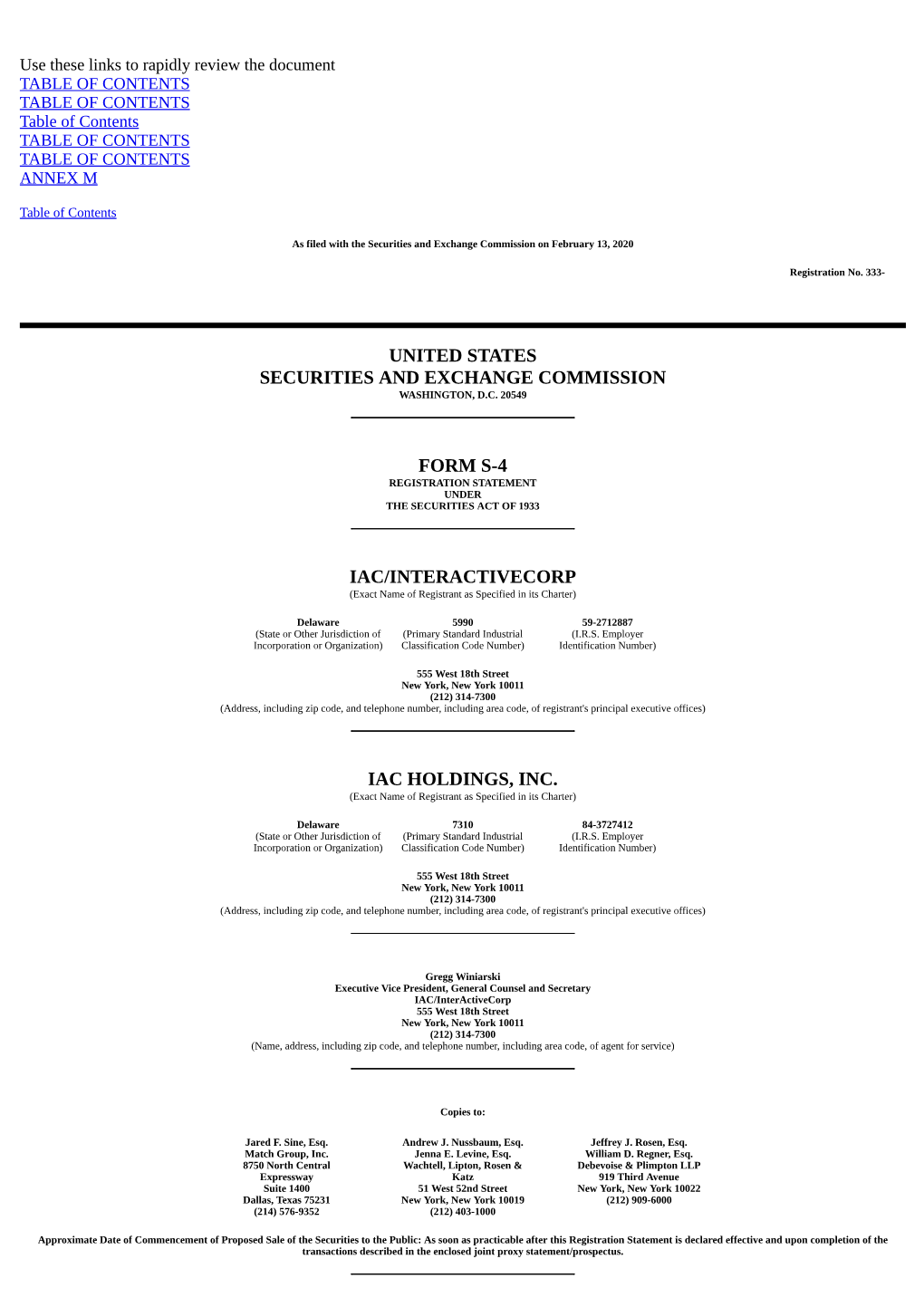 United States Securities and Exchange Commission Form