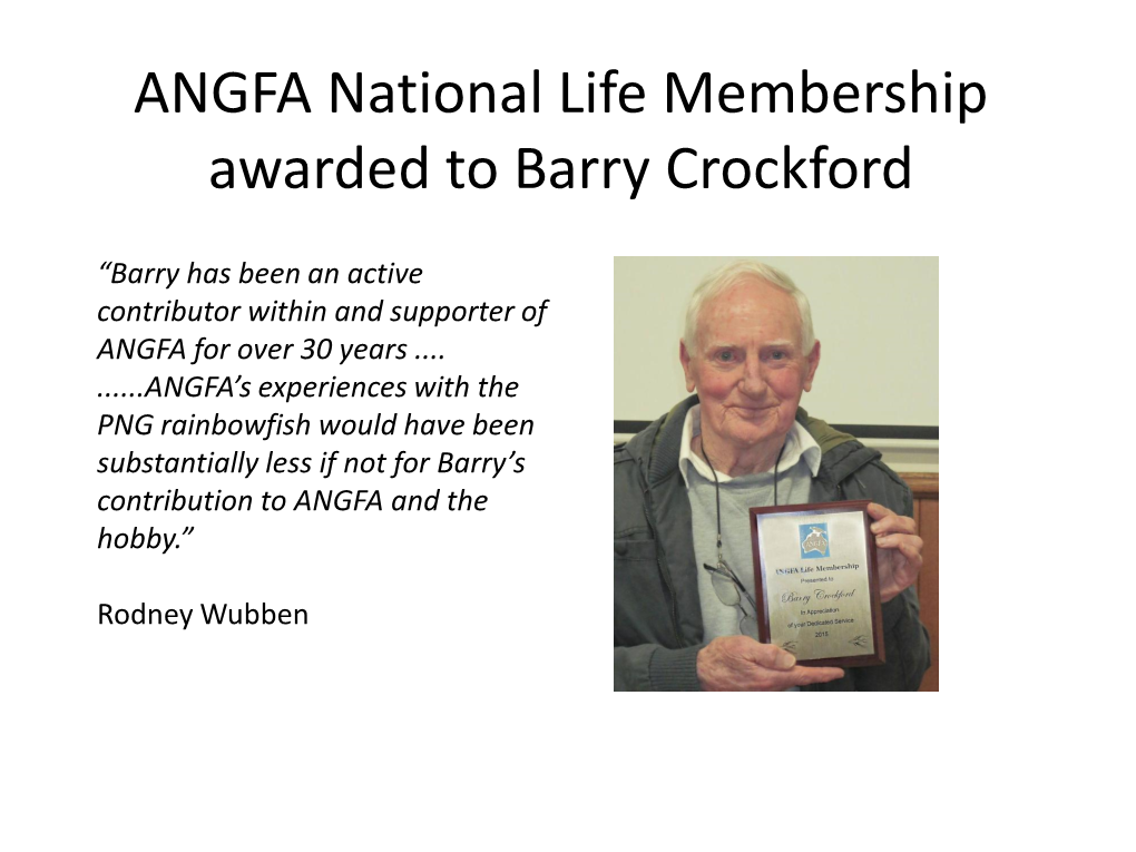 ANGFA Life Membership
