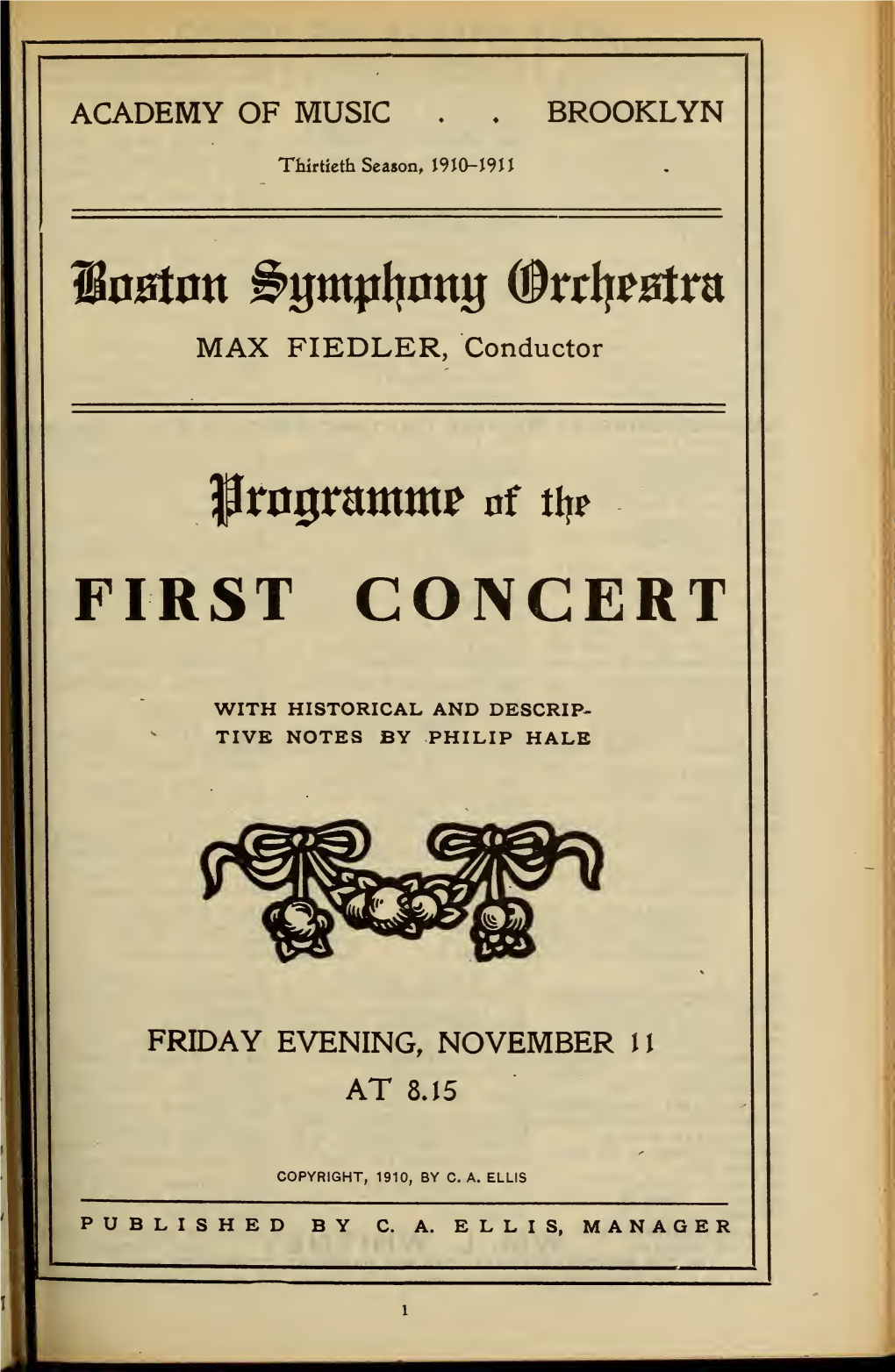 Boston Symphony Orchestra Concert Programs, Season 30,1910-1911, Trip