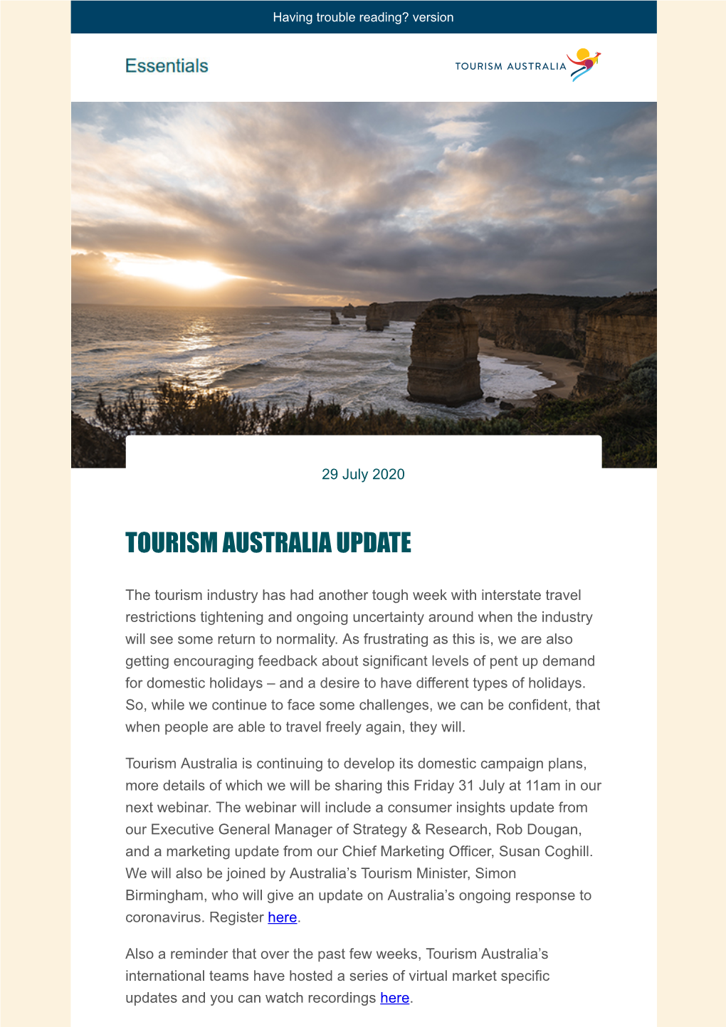 Tourism Australia Update