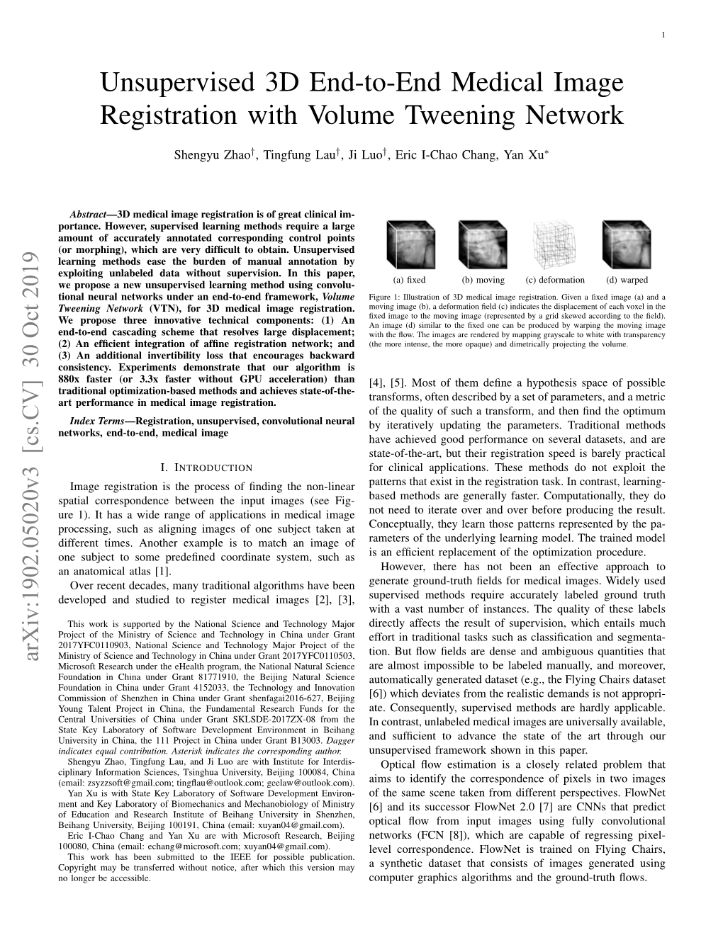 Unsupervised 3D End-To-End Medical Image Registration with Volume Tweening Network