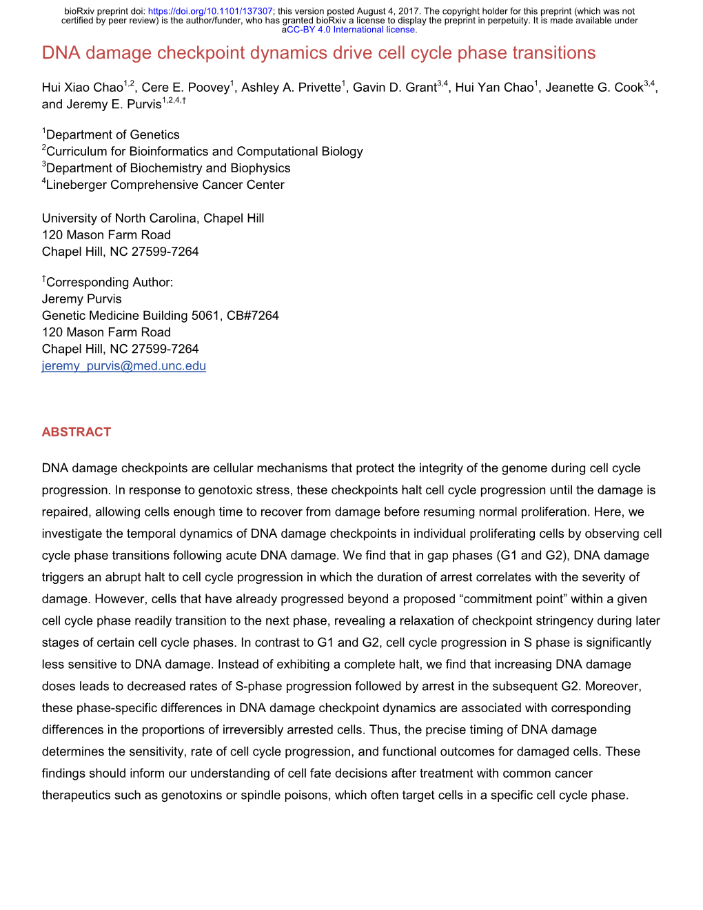 DNA Damage Checkpoint Dynamics Drive Cell Cycle Phase Transitions