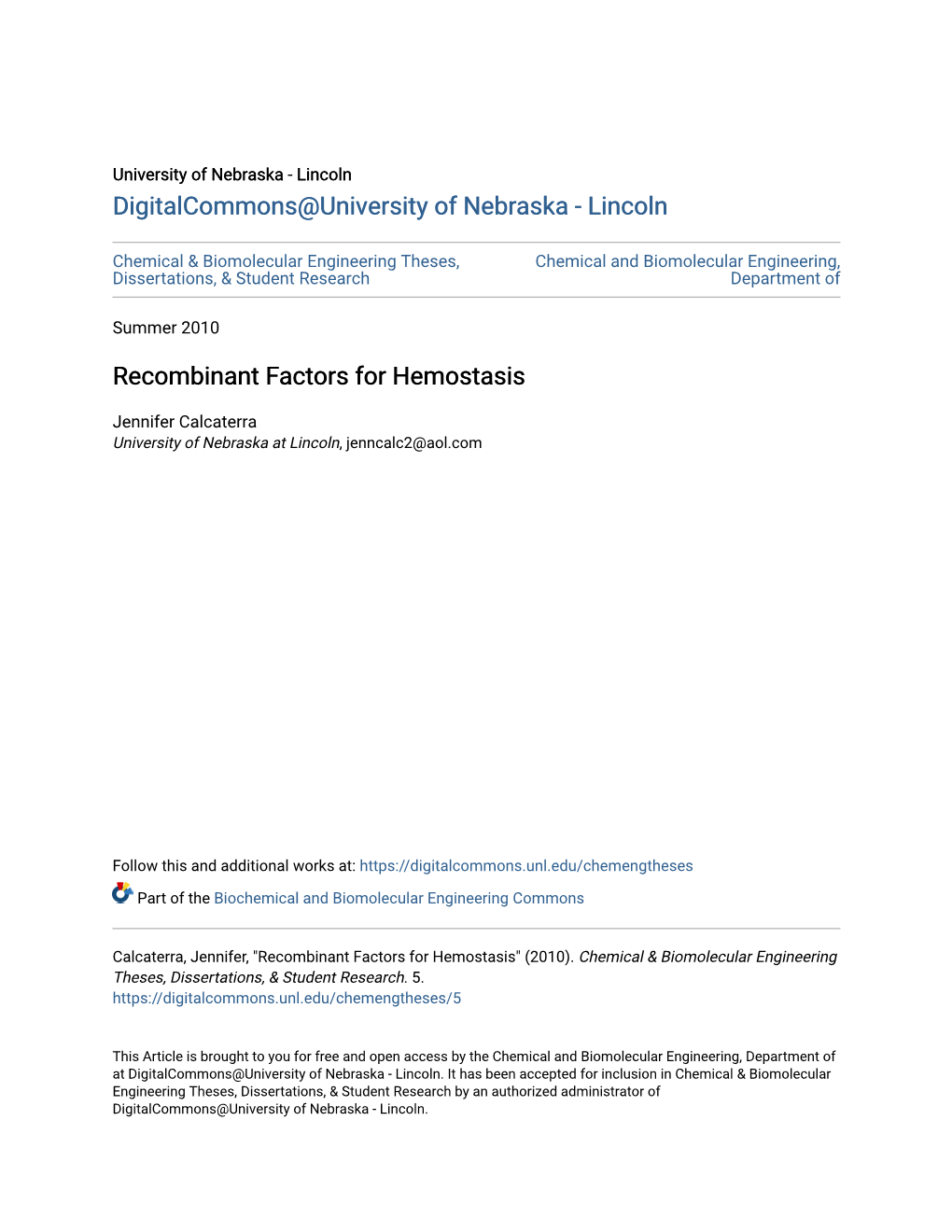 Recombinant Factors for Hemostasis