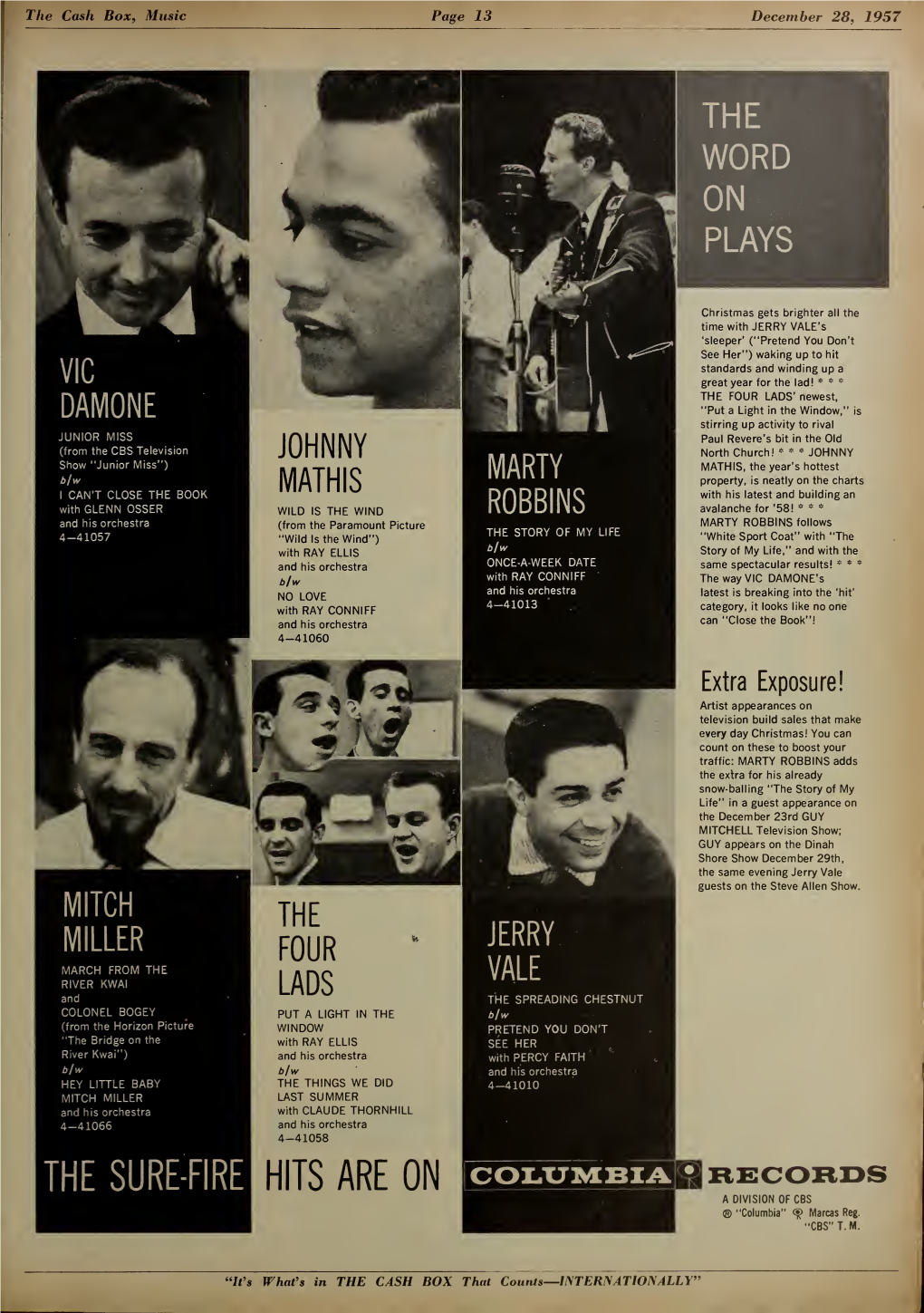 Cash Music 1 Box , Page December 28 , 1957