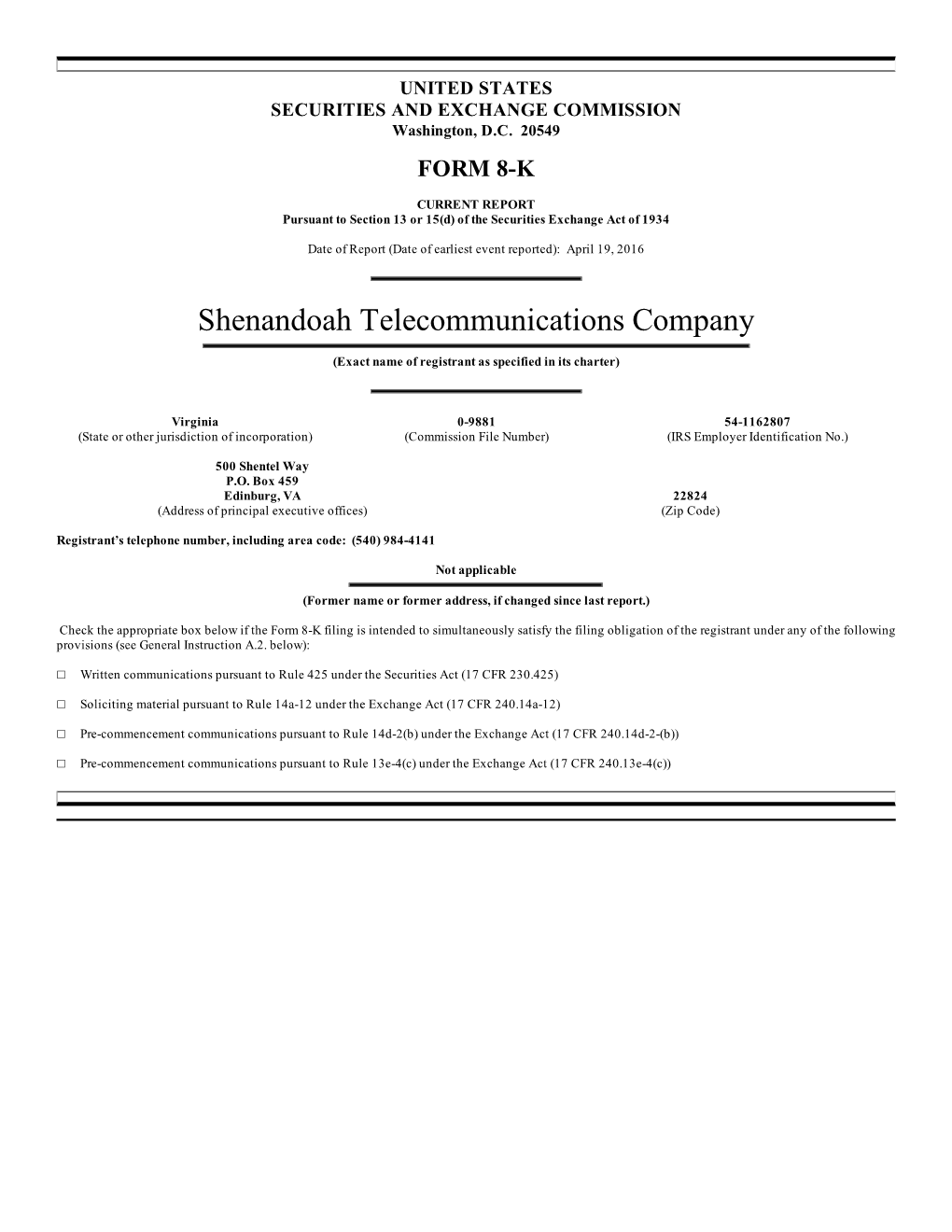 Shenandoah Telecommunications Company