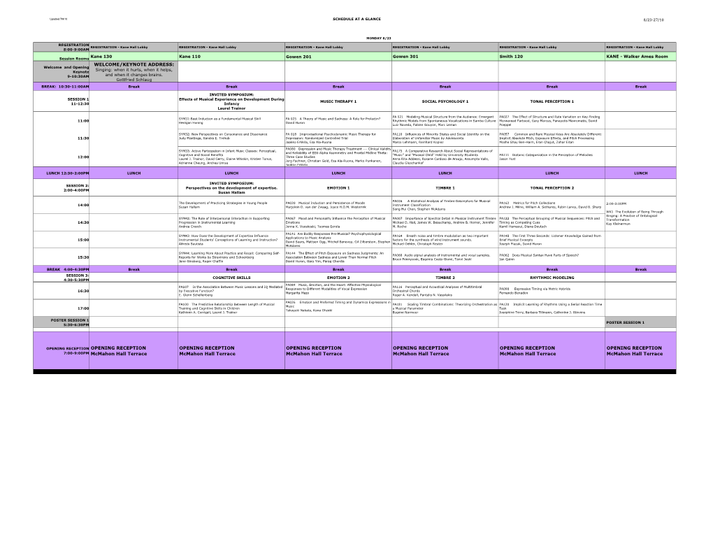 ICMPC11 Schedule at a Glan