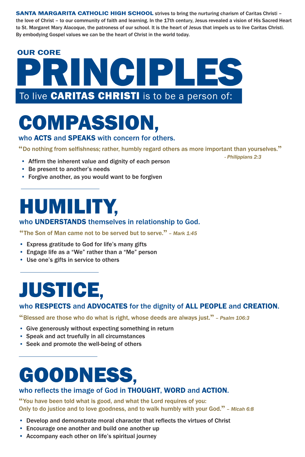 Humility, Justice, Goodness