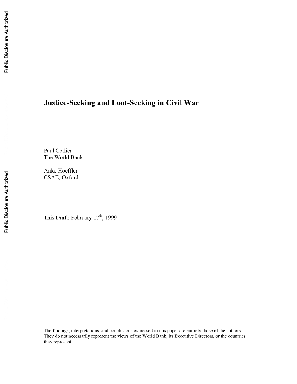 Justice-Seeking and Loot-Seeking in Civil War