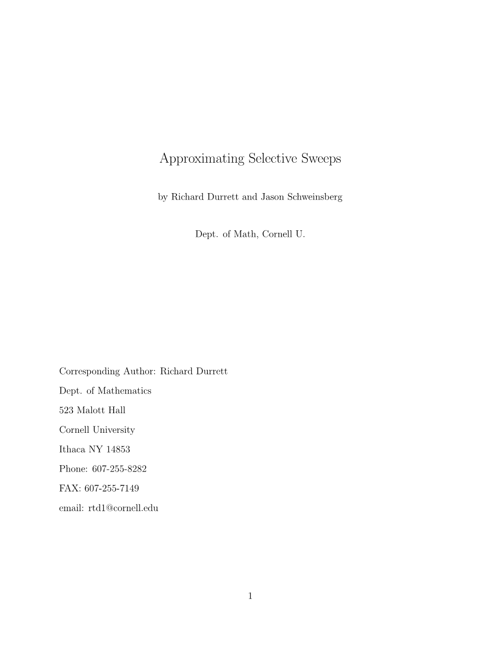 Approximating Selective Sweeps