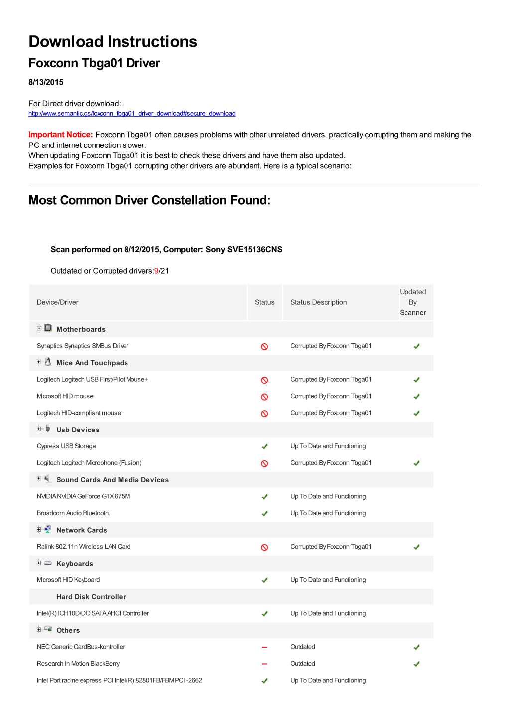 Driver Download Instructions