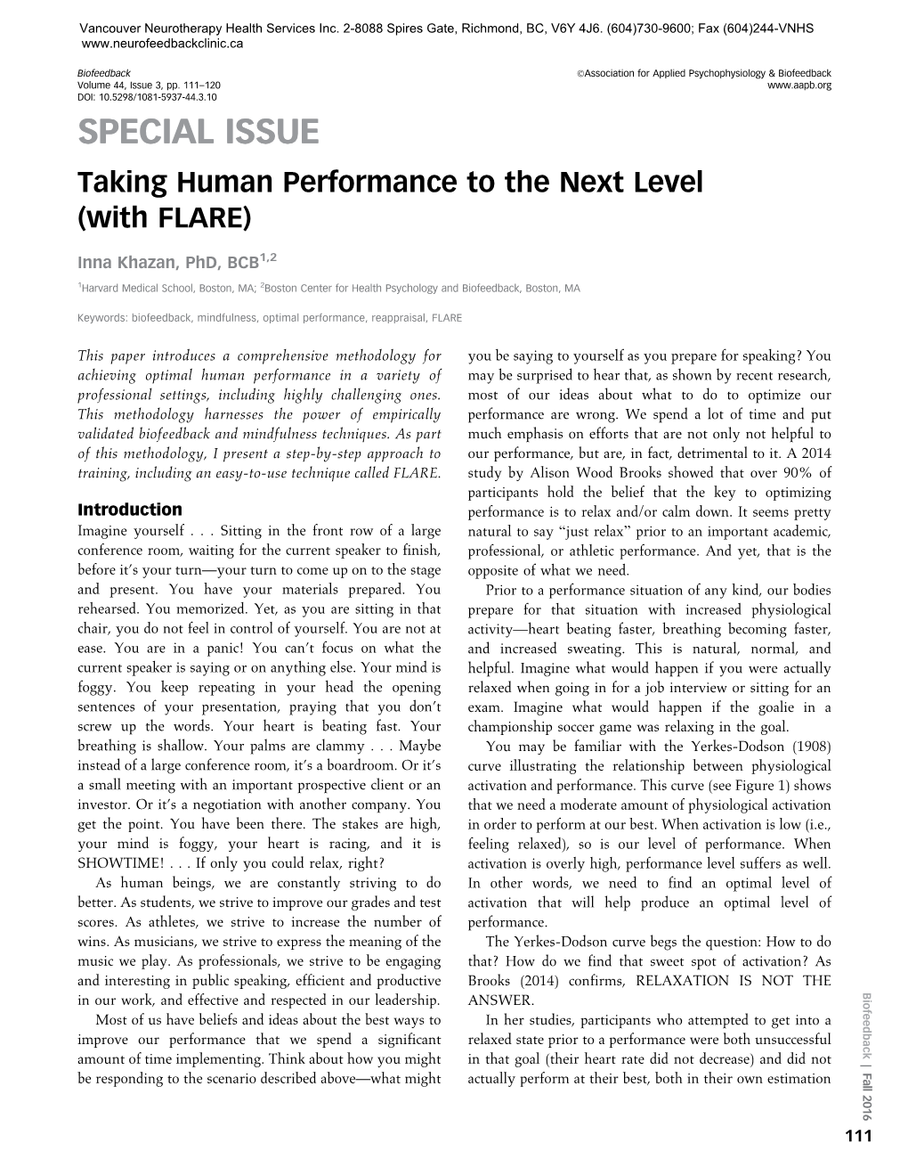 SPECIAL ISSUE Taking Human Performance to the Next Level (With FLARE)