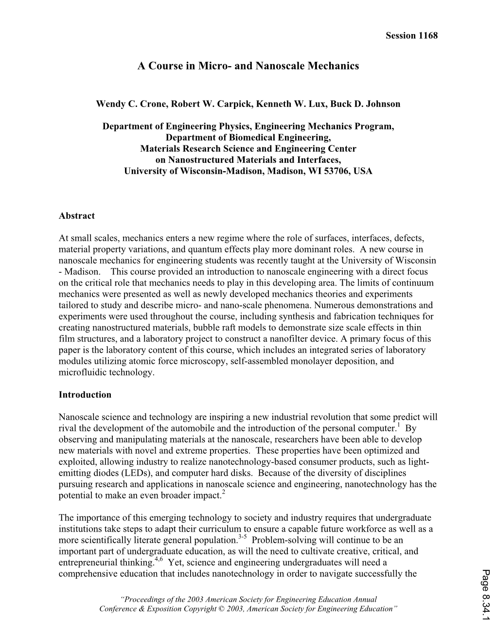 A Course in Micro and Nanoscale Mechanics