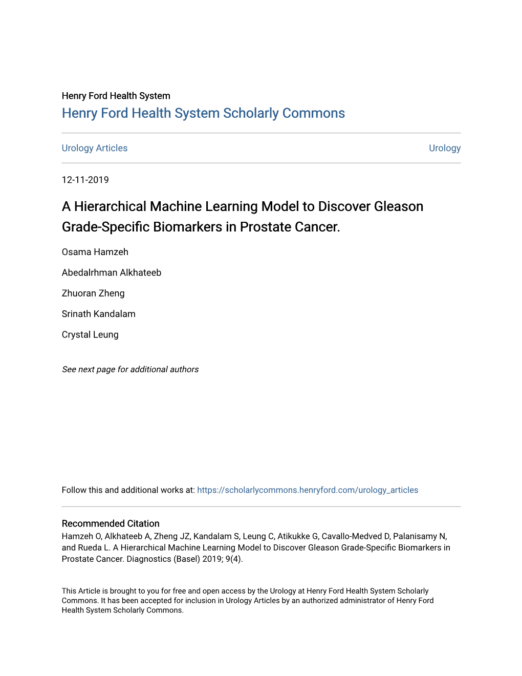 A Hierarchical Machine Learning Model to Discover Gleason Grade-Specific Biomarkers in Prostate Cancer