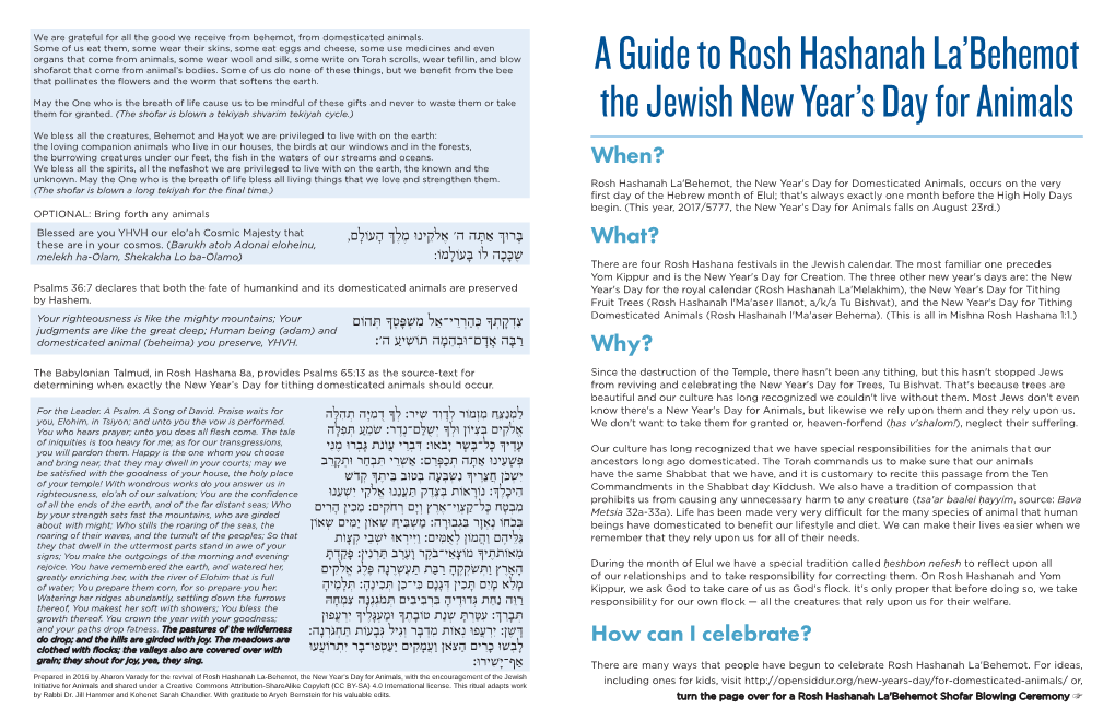 A Guide to Rosh Hashanah La'behemot