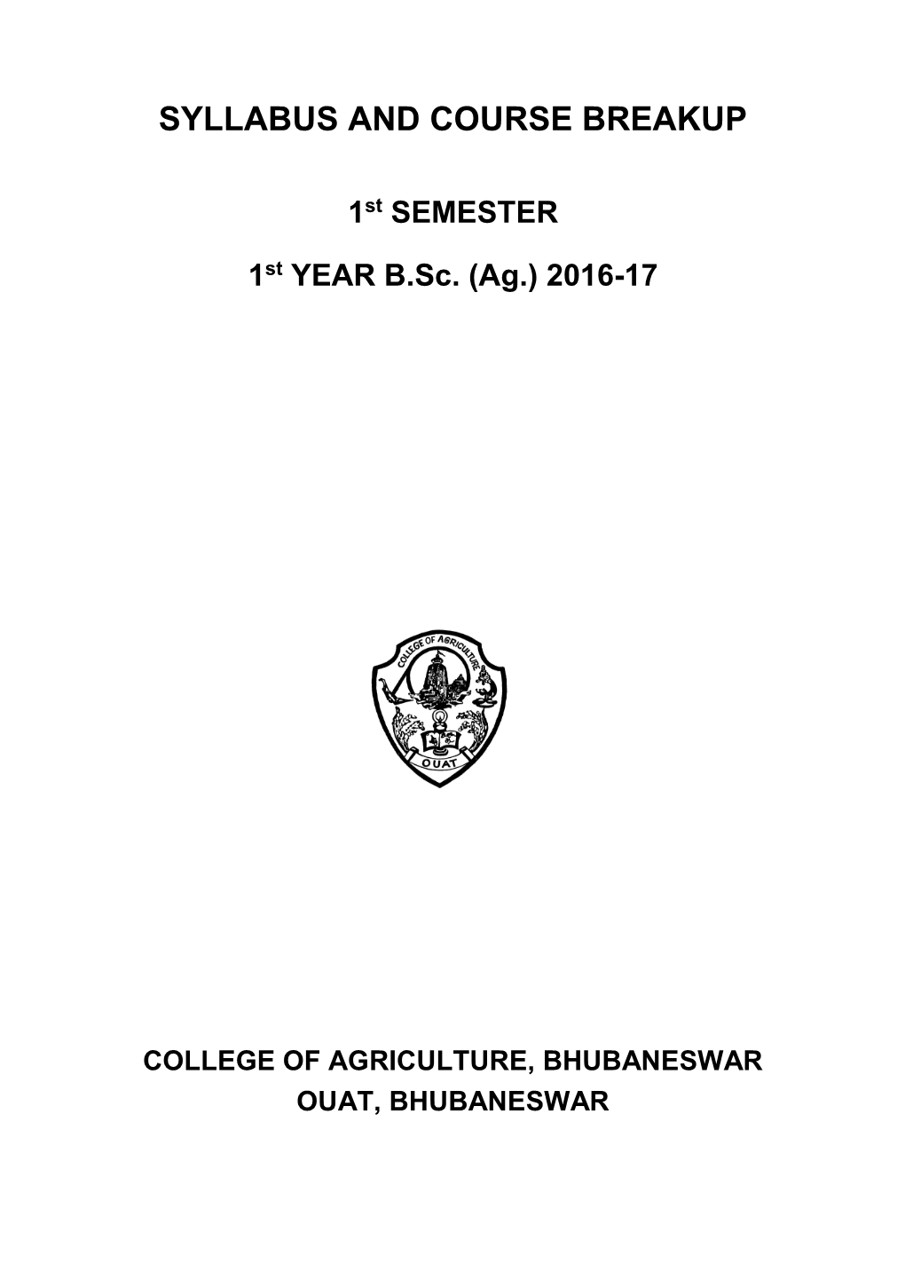 Syllabus and Course Breakup