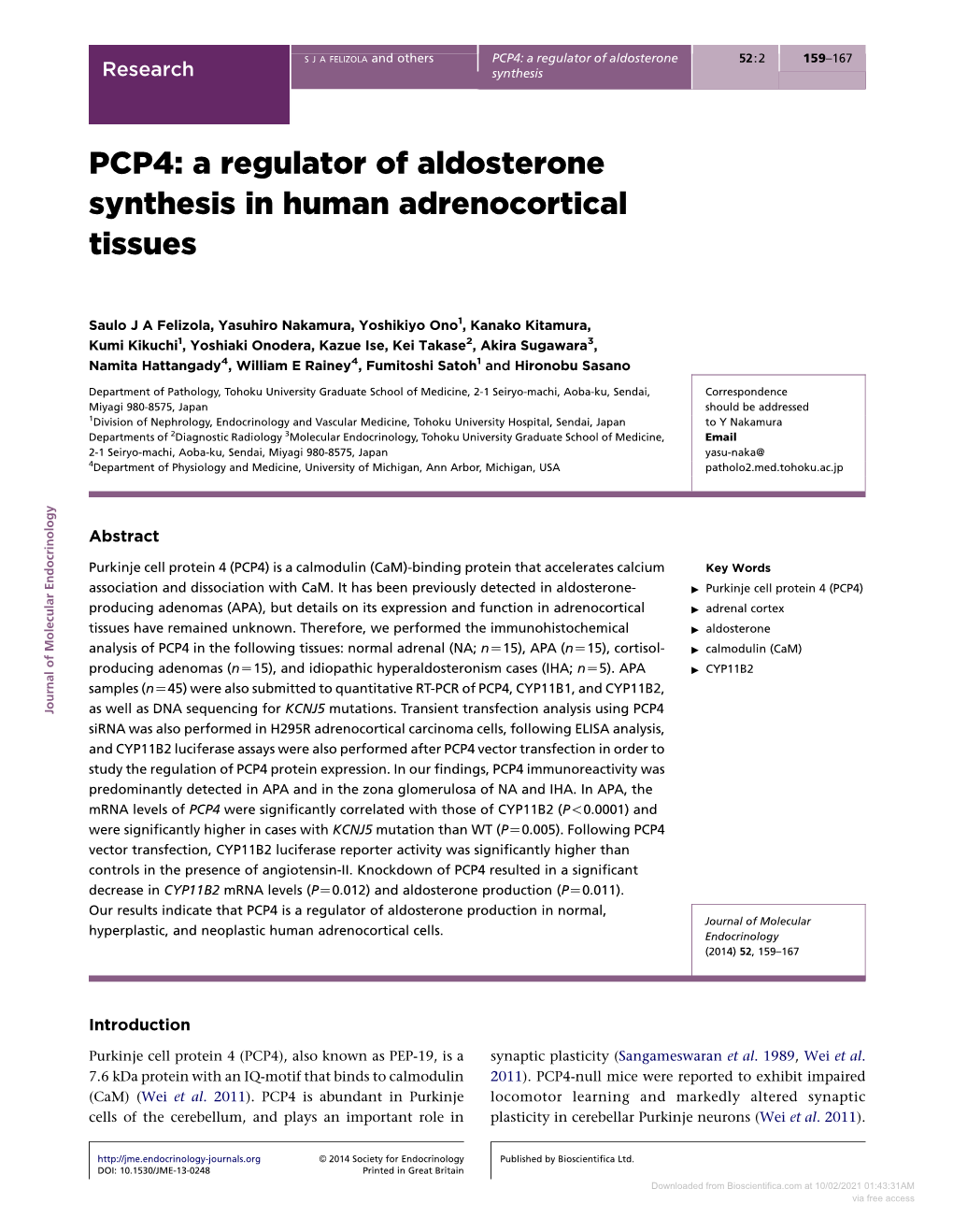 A Regulator of Aldosterone Synthesis in Human Adrenocortical Tissues