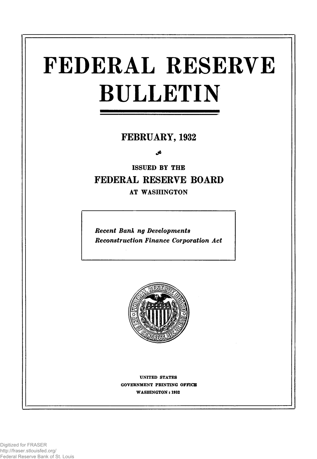 Federal Reserve Bulletin February 1932